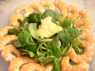 Salade de mâche et crevettes Salade de mâche et crevettes