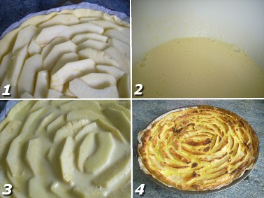Tarte aux pomes et flan, préparation Tarte aux pomes et flan, préparation